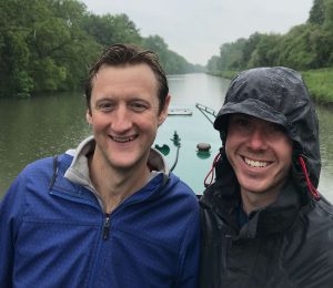 Nick Drew and Pete Glass on narrow boat